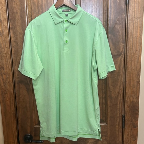 PETER MILLAR SUMMER COMFORT GOLF POLO LIME GREEN STRIPED LARGE - Picture 1 of 3